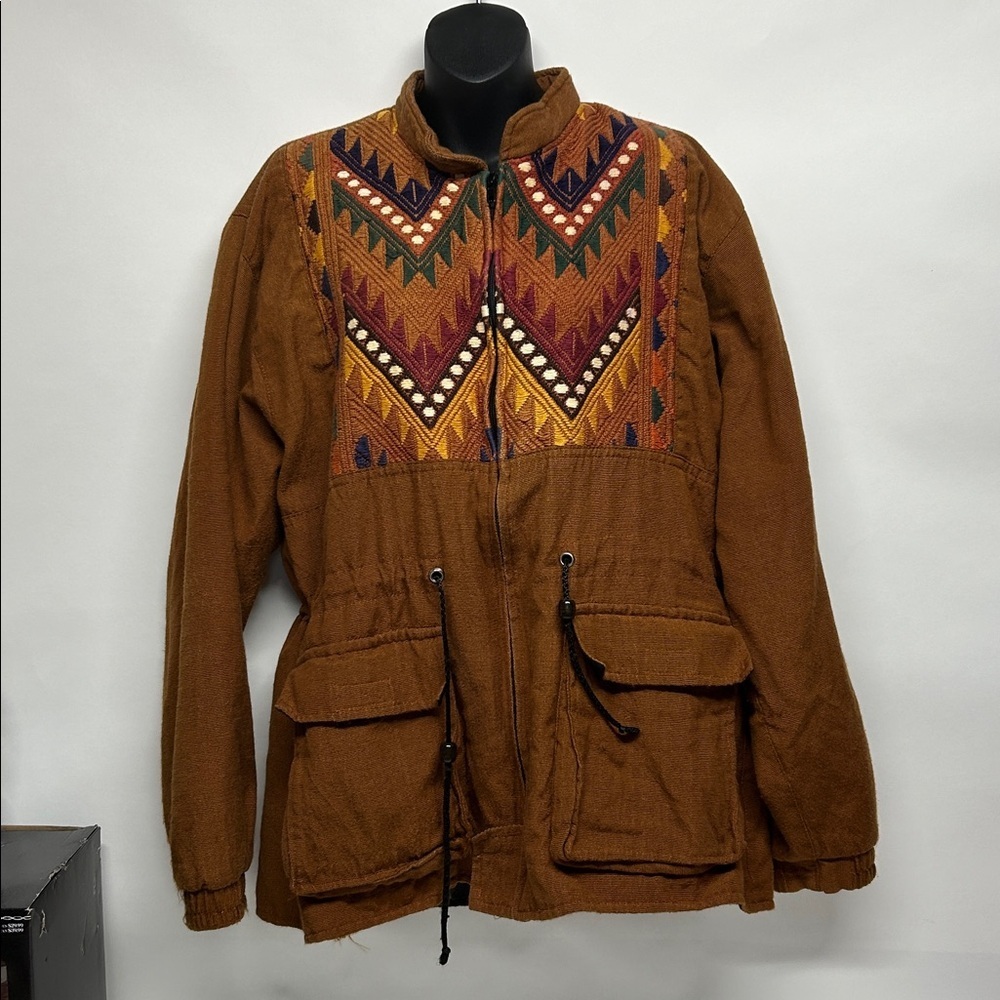 Brown large embroidered large women’s jacket made in Guatemala